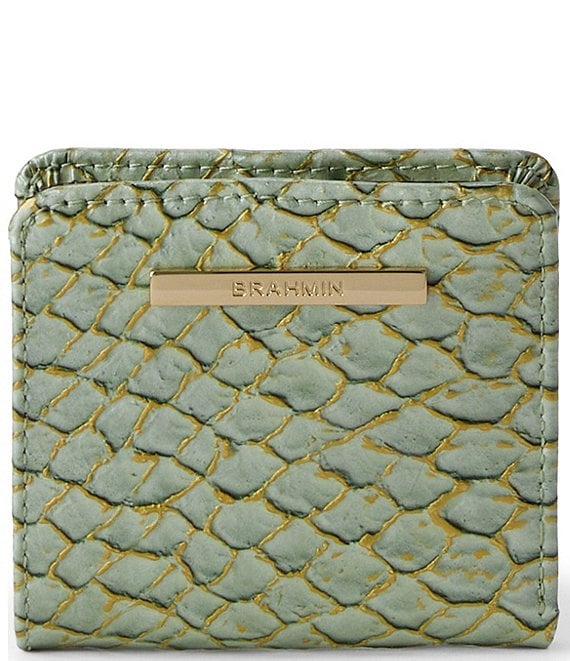 BRAHMIN Jane Snake Embossed Leather Bifold Wallet, Mint Novella - Image 1