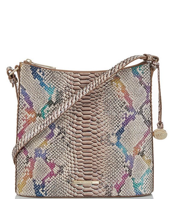 Color:Multi - Image 1 - Knightley Collection Katie Rainbow Snake Print Crocodile-Embossed Leather Crossbody Bag