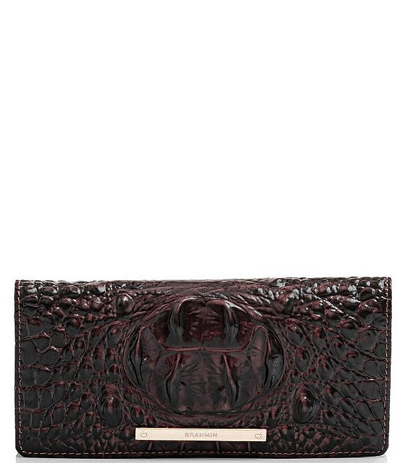 Color:Cocoa - Image 1 - Melbourne Collection Ady Crocodile-Embossed Wallet