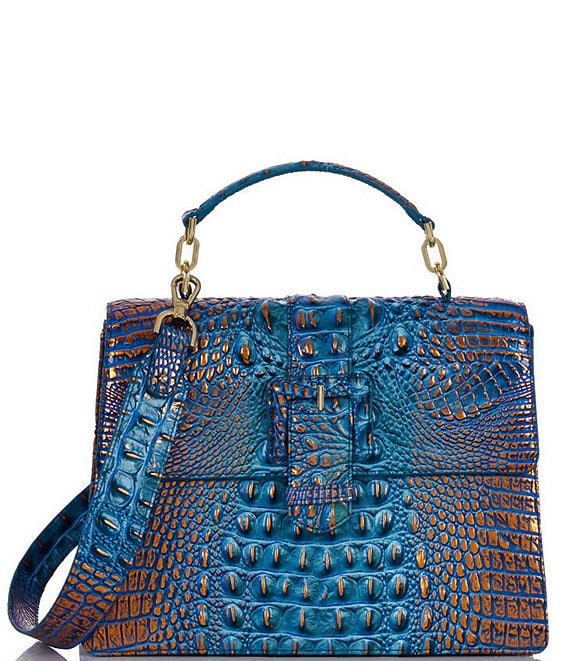 BRAHMIN Melbourne Collection Hallie Deep Azure Satchel Bag | Dillard's