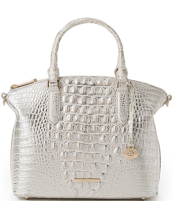 BRAHMIN Melbourne Collection Ivory Dream Metallic Duxbury Satchel Bag ...