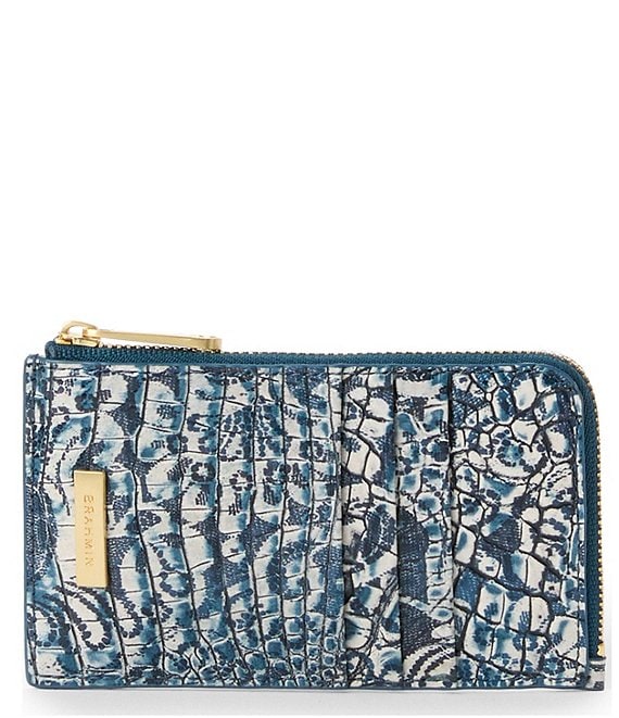 NWT Brahmin BLUE TOPAZ Slim Credit Card Wallet Coin store Purse Aurora Borealis Multi