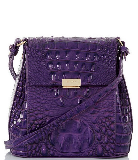 Color:Royal Purple - Image 1 - Melbourne Collection Margo Crocodile-Embossed Crossbody Bag