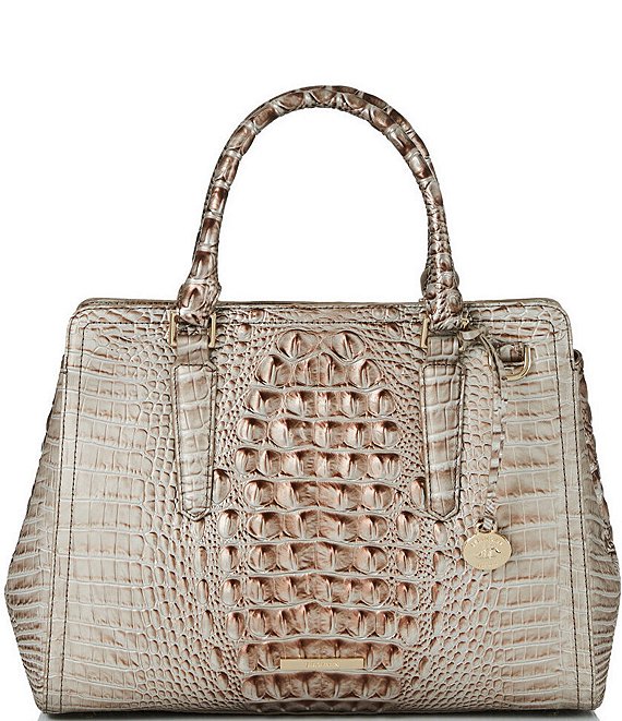 BRAHMIN Melbourne Collection Small Finley Silver Lining Metallic ...