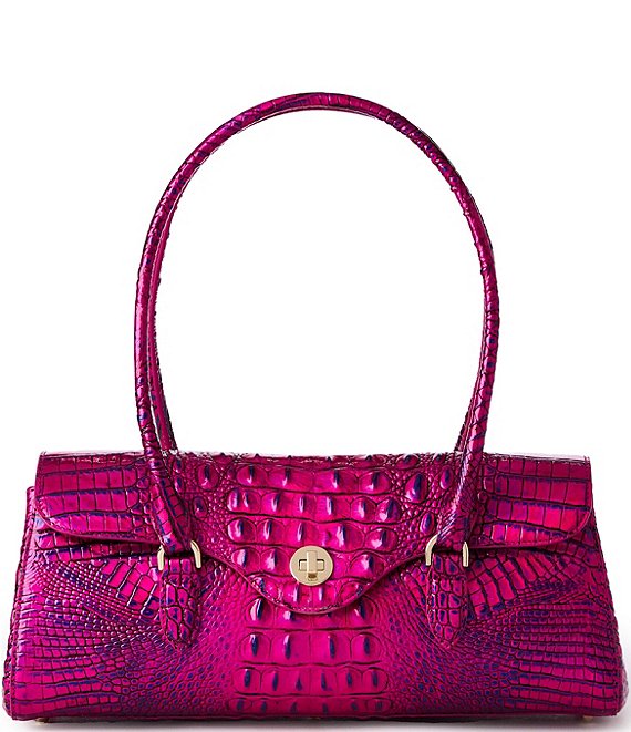 BRAHMIN Melbourne Collection Dayan Voltage Violet East-West Satchel Bag