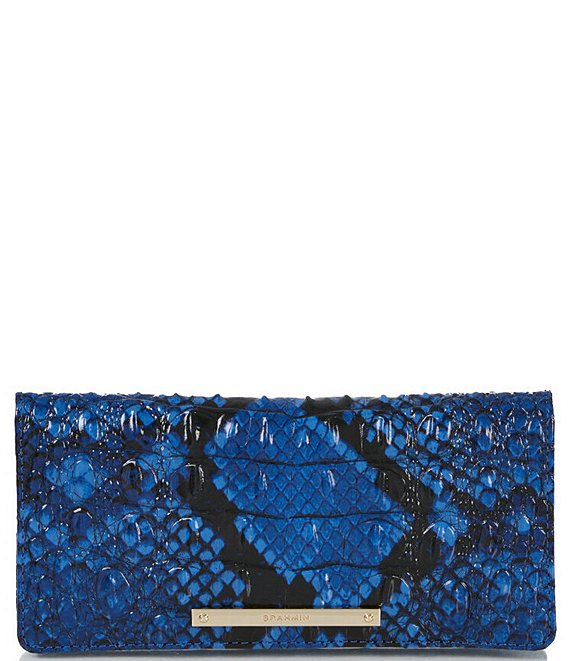 Color:Blue Viper - Image 1 - Ombre Melbourne Collection Adelle Blue Viper Snake Print Leather Bifold Wallet