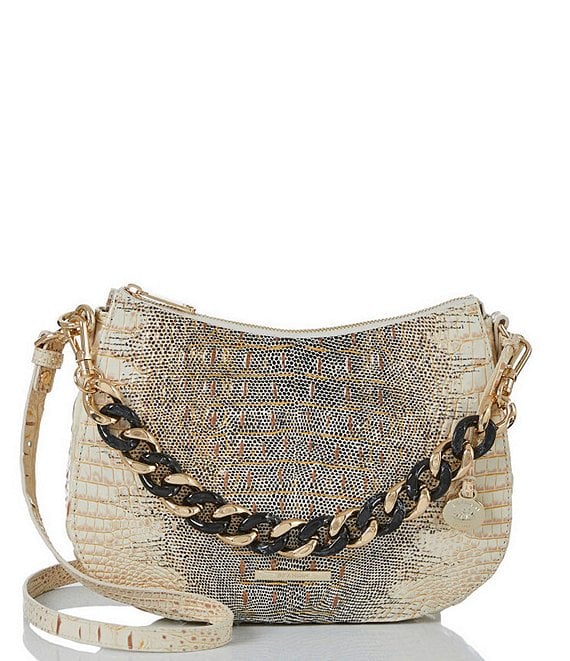 BRAHMIN Ombre Melbourne Collection Shayna Ivory Iguana Chain