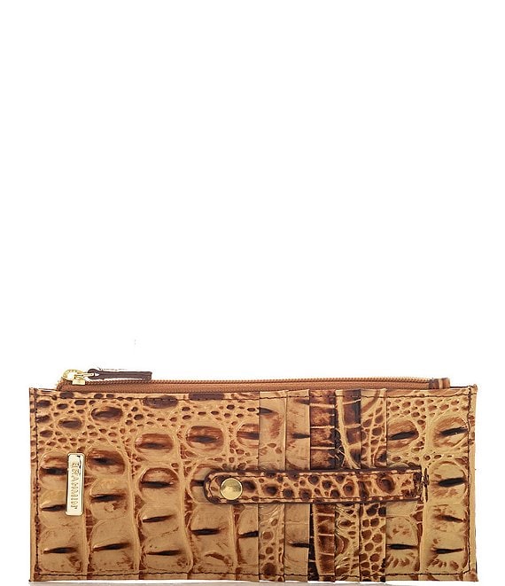 Color:Toasted Almond - Image 1 - Ombre Melbourne Collection Toasted Almond Leather Crocodile-Embossed Wallet