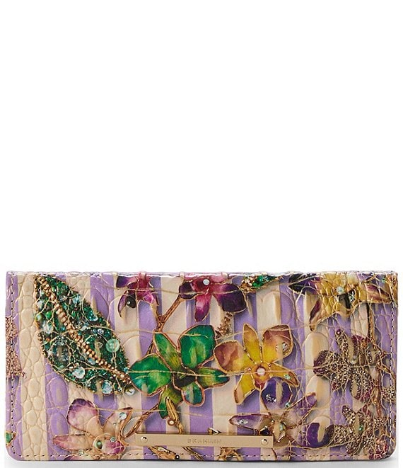 BRAHMIN Pinstripe Petals Melbourne Collection Ady Wallet