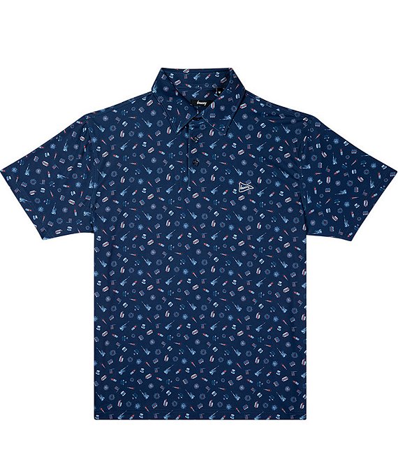 Breezy Pop Off Americana Printed Performance Short Sleeve Polo Shirt