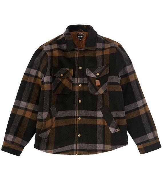 Brixton Long-Sleeve Durham Plaid Faux-Sherpa-Lined Flannel Jacket ...