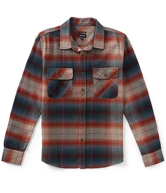 Brixton Plaid Long Sleeve Yarn Dyed Flannel Shirt