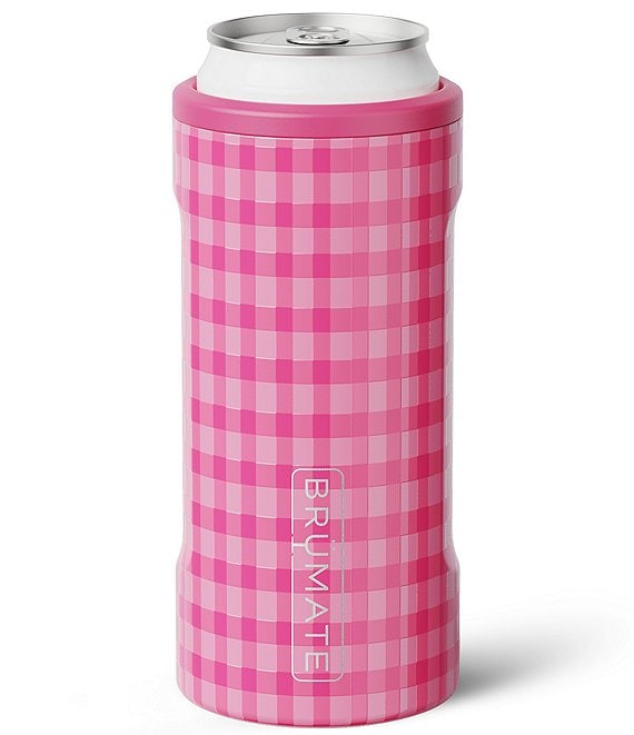 Brumate Pink Gingham Hopsulator Slim 12oz Can Holder