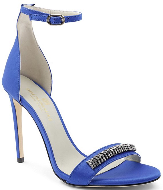 Bruno Magli Estelle Satin Crystal Ornament Ankle Strap Dress Sandals ...