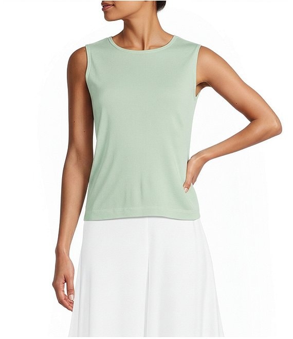 Bryn Walker Cotton Rib Round Neck Sleeveless Basic Tank
