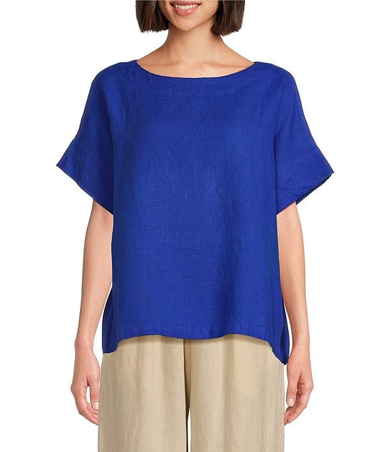送料無料 通販 激安 Bryn Walker Orla Light Linen Boat Neck Short Cuffed Sleeve シャツ/ブラウス(長袖/七分)