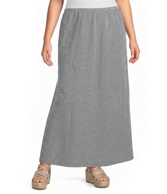 Bryn Walker Plus Check Seersucker Long A-Line Bias Skirt | Dillard's
