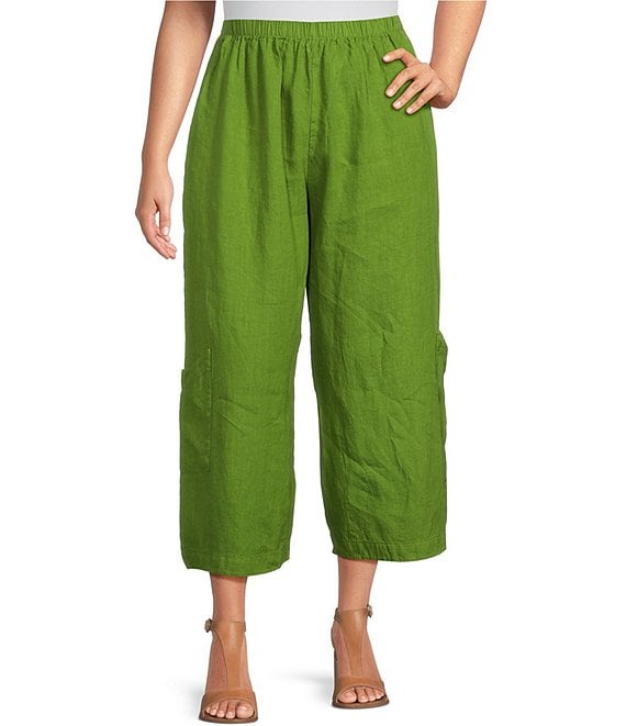 Zara Womans Wide Leg Pants Size M Lime Green Linen Drawstring 8125/493 NWT  | eBay