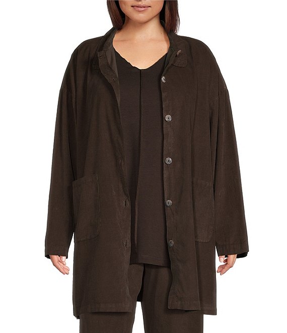 Bryn Walker Plus Size Cotton Corduroy Point Collar Long Sleeve ...