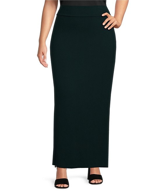 Bryn Walker Plus Size Grey French Terry Pull-On Maxi Pencil Skirt ...