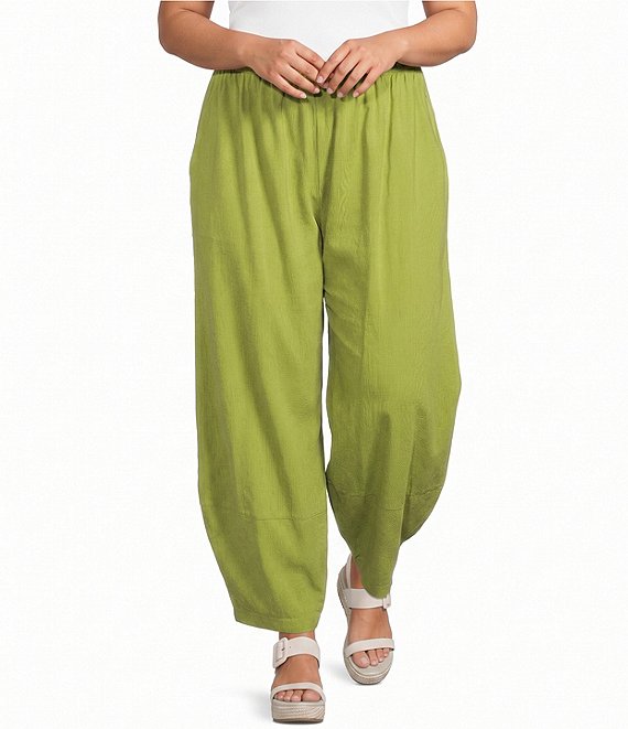 Bryn Walker Plus Size Olivier Cotton Jersey Knit Pull-On Oversized Lantern Pants