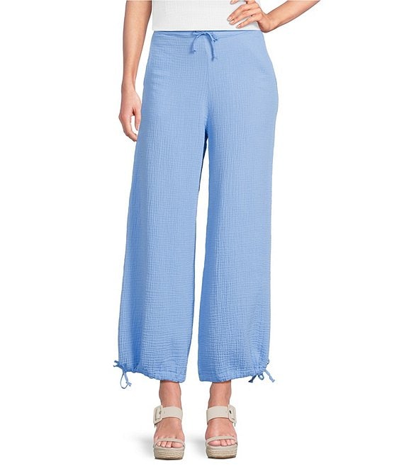 Bryn Walker Sasha Cotton Gauze Drawstring Cuffed Straight Leg Pants