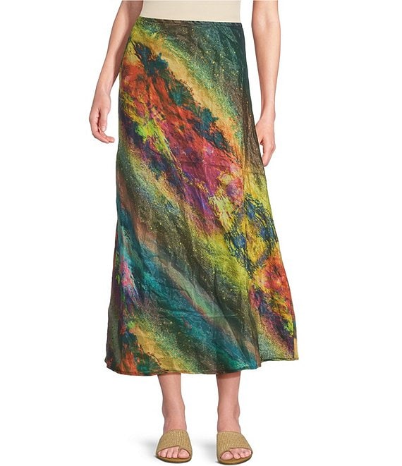 Bryn Walker Taffeta Nebulosa Print Pull-On A-Line Bias Coordinating ...