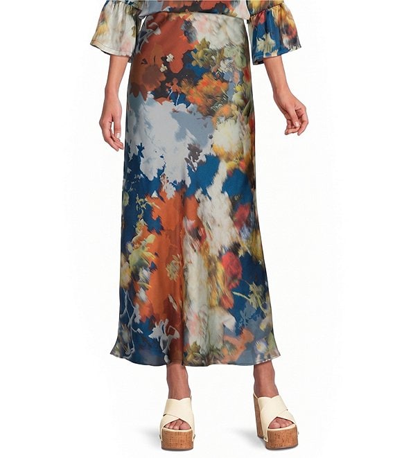Bryn Walker Woven Fiori Print A-Line Bias Pull-On Coordinating Skirt