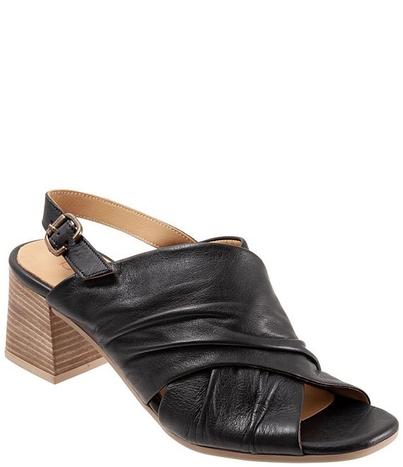 Bueno Eden Ruched Leather Block Heel Slingback Sandals | Dillard's