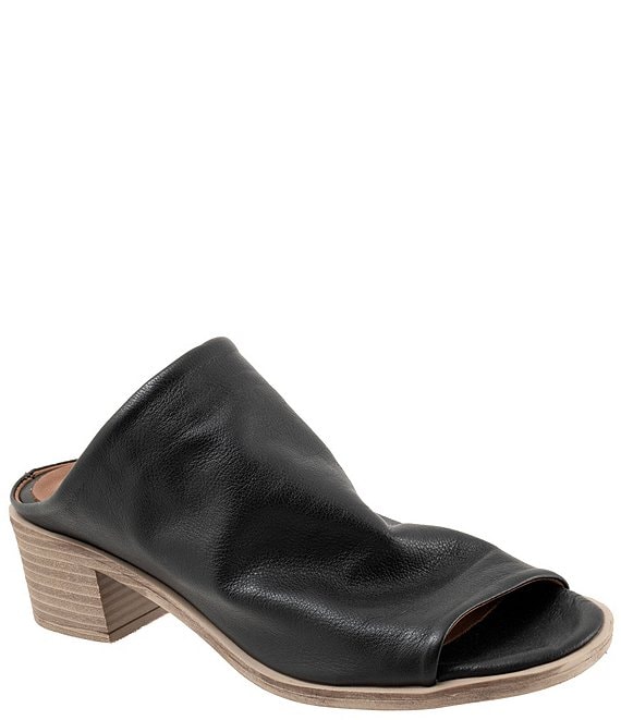 Bueno Ocean Leather Block Heel Slides