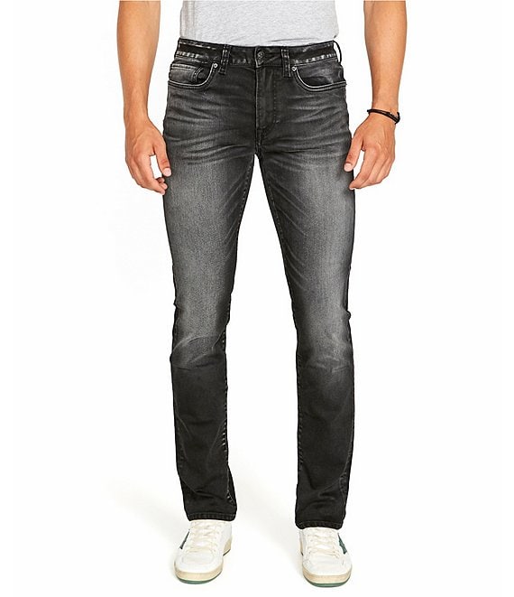 Color:Black - Image 1 - Sanded Wash Slim-Fit Jeans