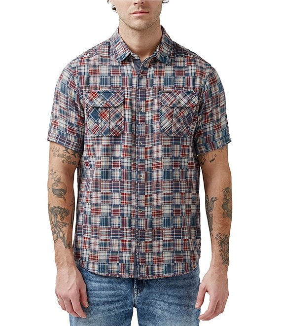 Buffalo David Bitton Short-Sleeve Patchwork Woven Shirt | Dillard's