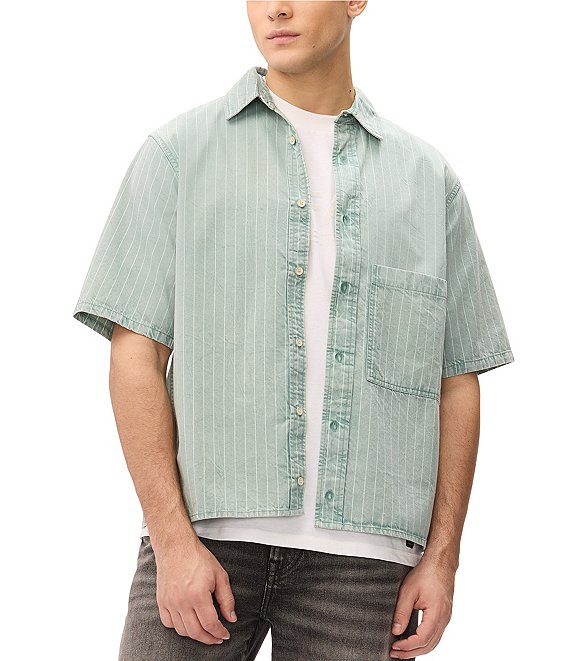 Buffalo David Bitton Short Sleeve Shiro Vertical Stripe Pattern Shirt