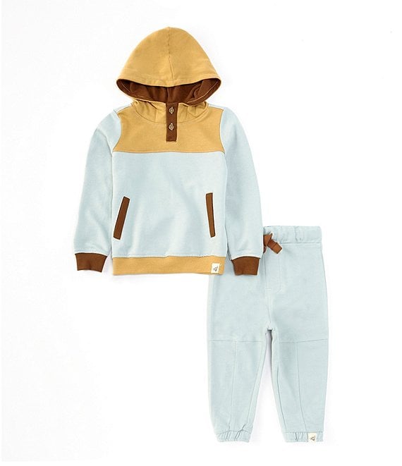 Burt s Bees Baby Boys 12 24 Months Long Sleeve Color Block Hoodie Solid Jogger Pant Set