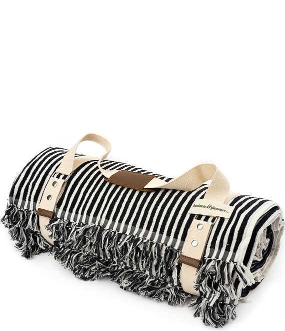Color:Laurens Navy Stripe - Image 1 - XL Beach Blanket