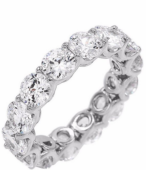 Color:Silver - Image 1 - Adinas Sterling Silver Eternity Crystal Band Ring