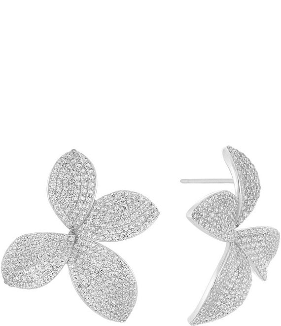 By Adina Eden Crystal Eden Pave Flower Drop Earrings