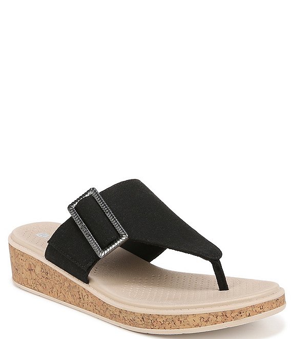 Fashion Black Thong Wedge Sandals For Women, Toe Post Design Sandals |  SHEIN USA