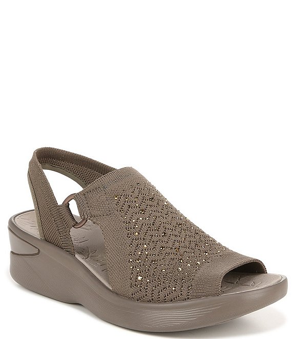 Color:Olive - Image 1 - Star Bright Embellished Washable Wedge Sandals