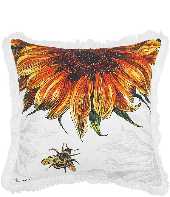 C&F Home Botanical Sunflower Spring Printed and Embellished Throw Pillow