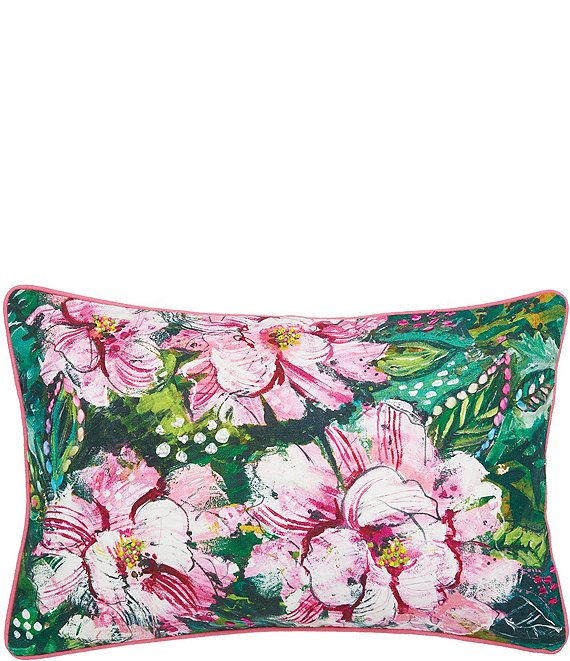 Color:Multi - Image 1 - Peony Spring Printed and Embellished Throw Pillow