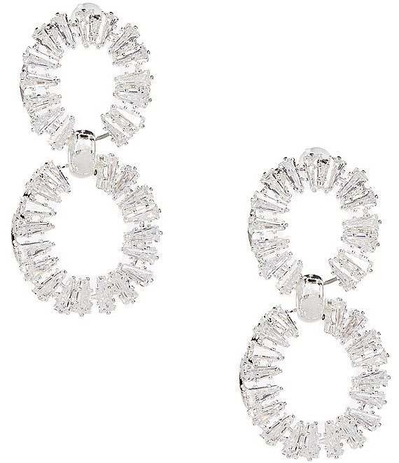 C by Cezanne Baguette Double Drop Earrings