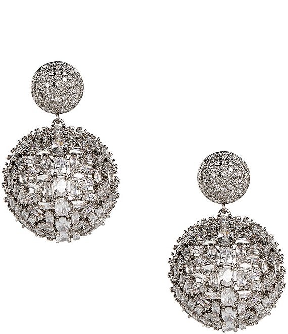 C by Cezanne Half Dome CZ Drop Earrings