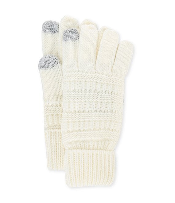 Color:Ivory - Image 1 - Girls' Ribbed Smart-Tip Gloves