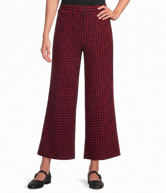 Calessa Coordinating Knit Check Straight Leg Crop Pants