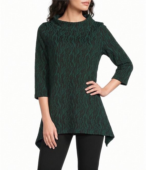 Calessa Knit Cowl Neck 3/4 Sleeve Tunic