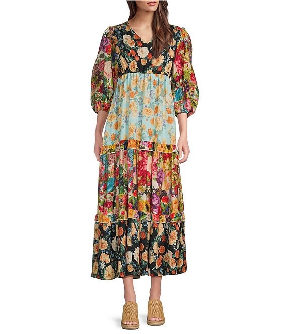 Street Elegant Print Patchwork V Neck A Line Dresses Street Elegant Print Patchwork V Neck A Line Dresses
