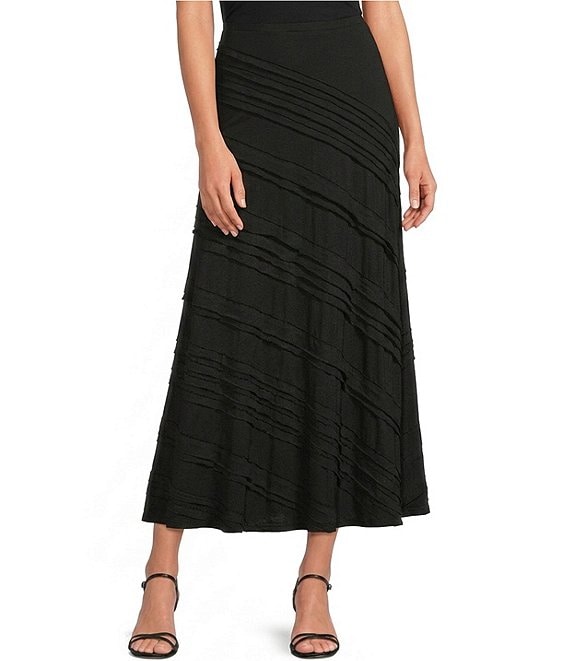 Calessa Petite Size Woven Solid A-Line Pull-On Skirt