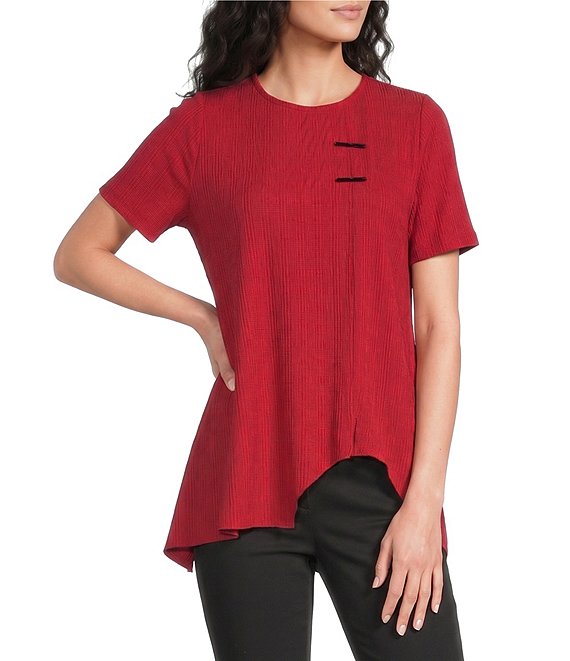 Calessa Textured Knit Asymmetric Hem Tunic
