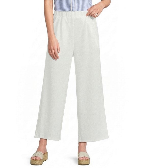 Calessa Textured Knit Pull-On Wide Leg Pants
